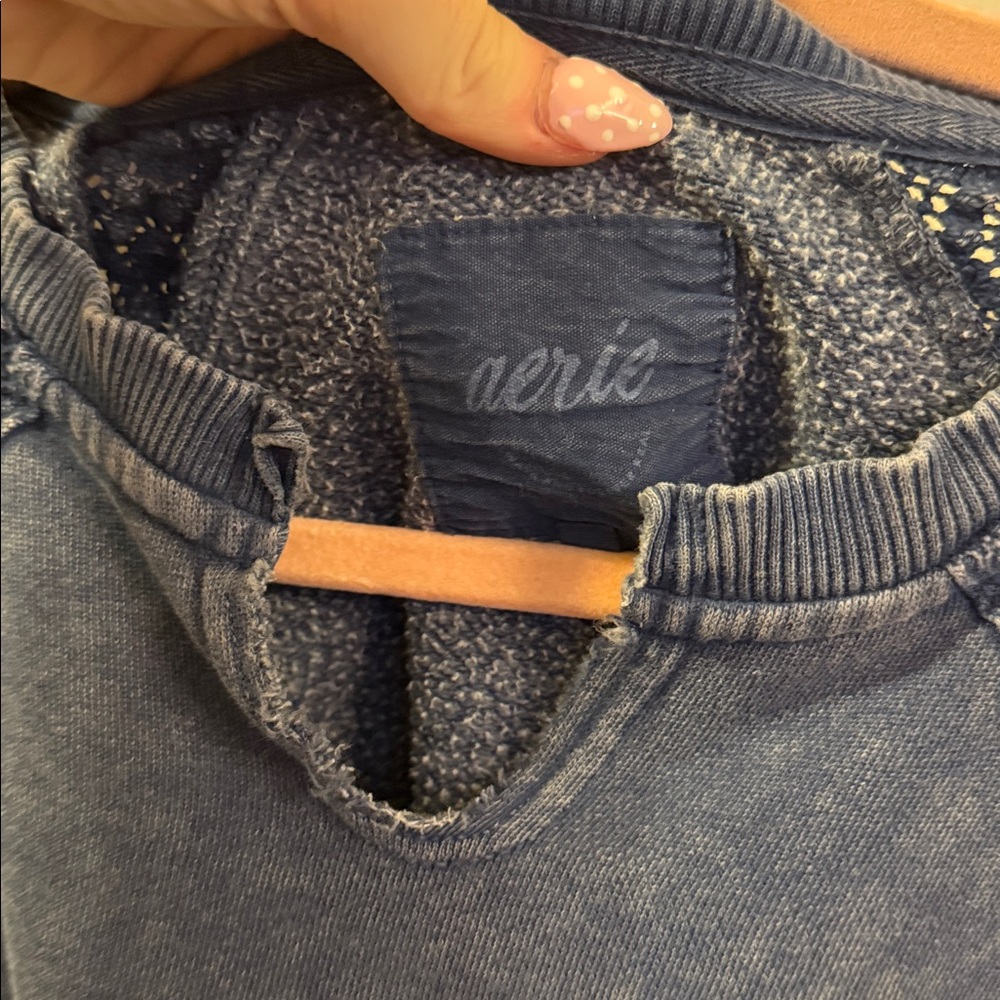 Aerie Denim Blue Knit Sweatshirt - Picture 2 of 2